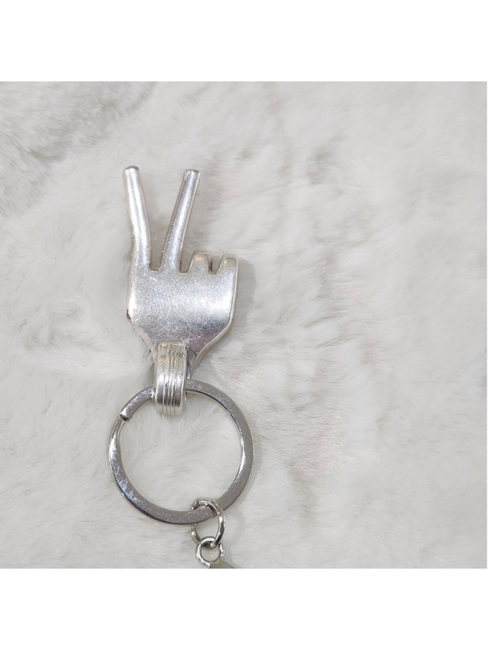 Silverware Art Fork Keychain Peace Sign Hand Gesture Unique Hand Sculpted - Picture 3 of 4